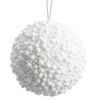 White Glitter Berry Ball Ornament