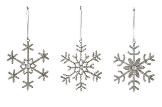 Snowflake Beaded Ornament - 6"