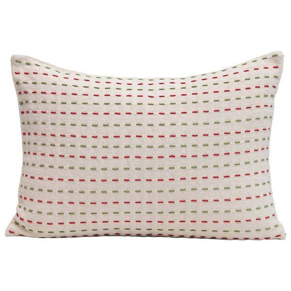 Christmas Kantha Stitch Woven Pillow