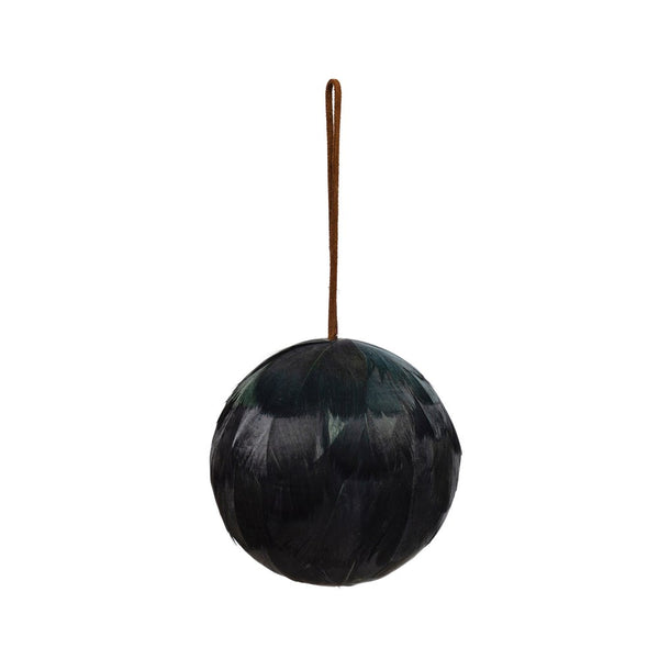 Navy Blue Feather Ball Ornaments